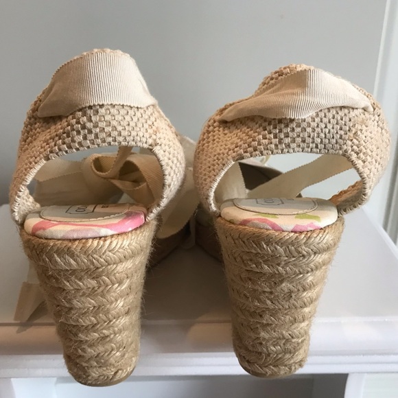 Coach Logo "Mindy"  Espadrille Wedges with Ankle Ties Size 9 - Picture 10 of 13